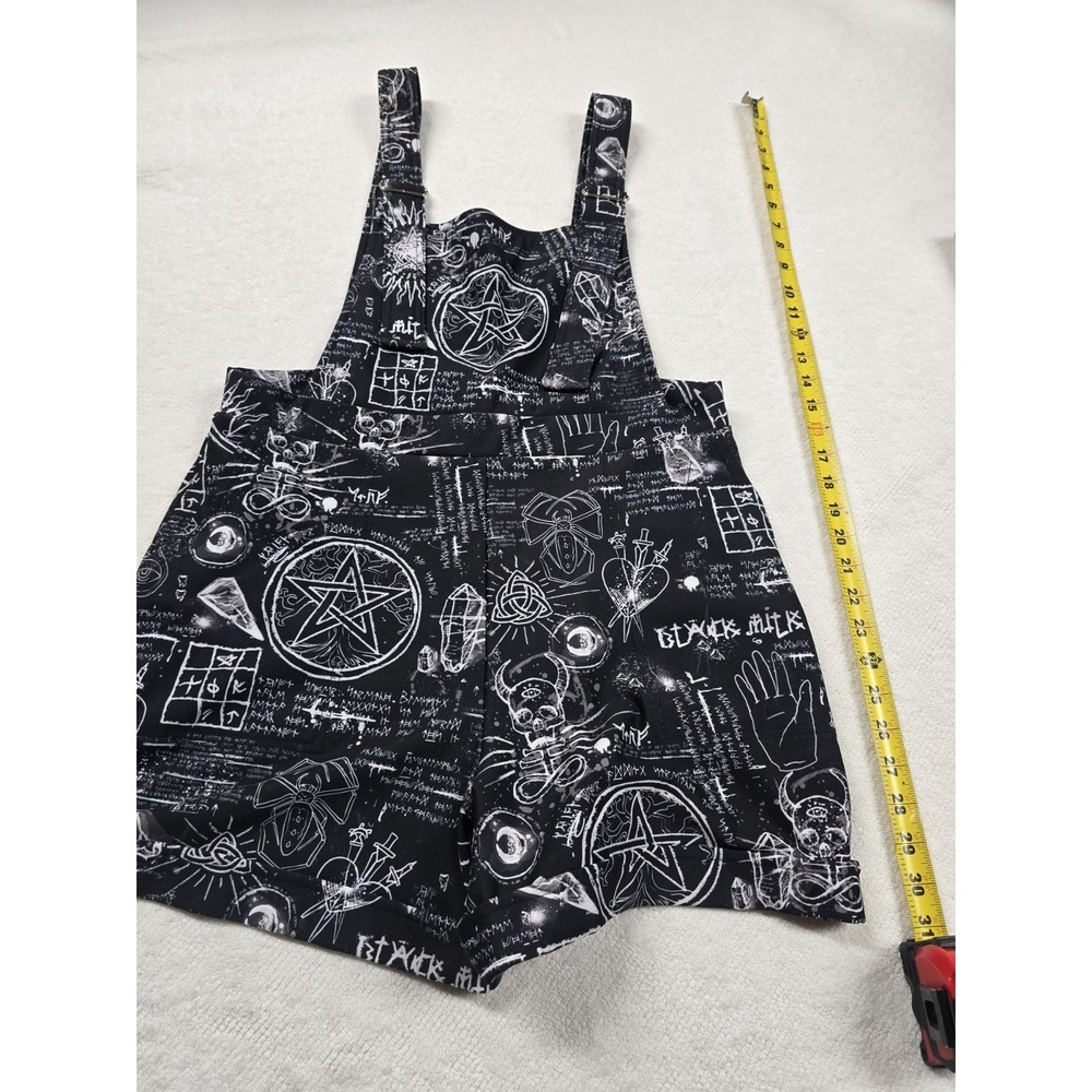 BlackMilk Occult Runes Shortalls XL Black Fleece Lined Gothic Pentagram Overalls